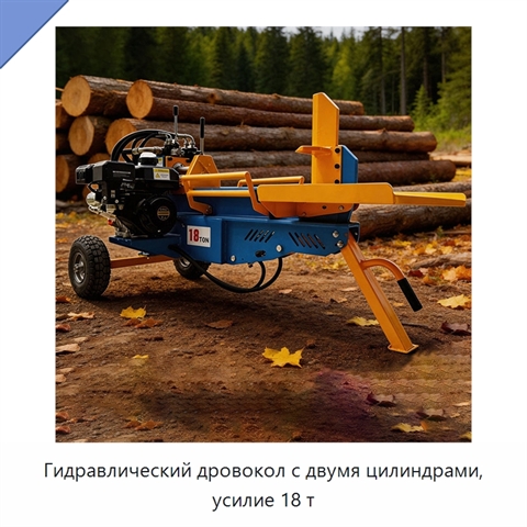 Гидравлический дровокол с двумя цилиндрами, усилие 18 т