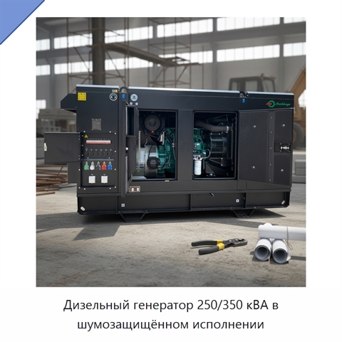 Дизельный генератор 250/350 кВА в шумозащищённом исполнении