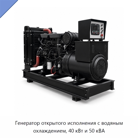 Генератор открытого исполнения с водяным охлаждением, 40 кВт и 50 кВА