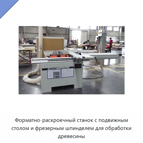 Форматно-раскроечный станок с подвижным столом и фрезерным шпинделем для обработки древесины