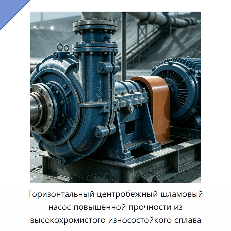 Горизонтальный центробежный шламовый насос повышенной прочности из высокохромистого износостойкого сплава — Насосы