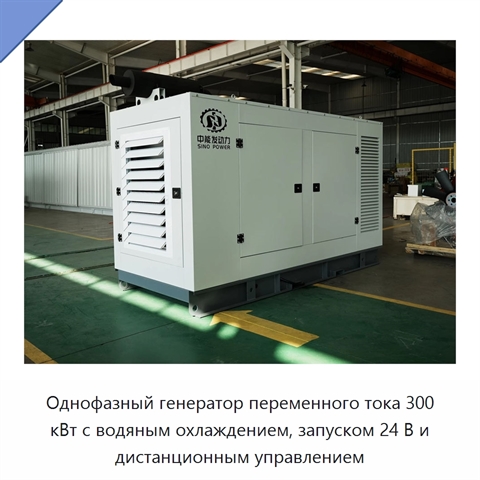 Однофазный генератор переменного тока 300 кВт с водяным охлаждением, запуском 24 В и дистанционным управлением
