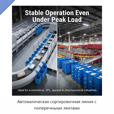 Автоматическая сортировочная линия с поперечными лентами