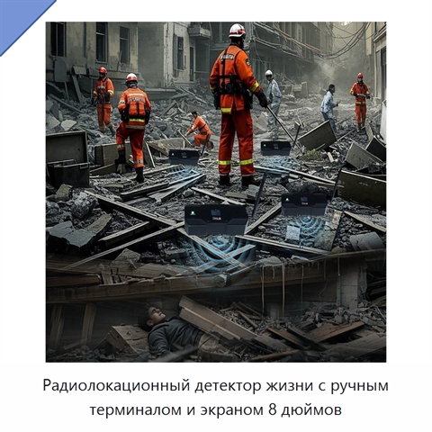 Радиолокационный детектор жизни с ручным терминалом и экраном 8 дюймов