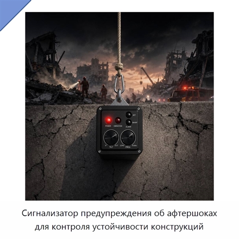 Сигнализатор предупреждения об афтершоках для контроля устойчивости конструкций