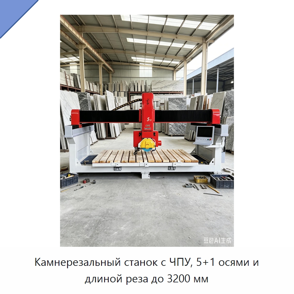 Камнерезальный станок с ЧПУ, 5+1 осями и длиной реза до 3200 мм — Оборудование для обработки камня