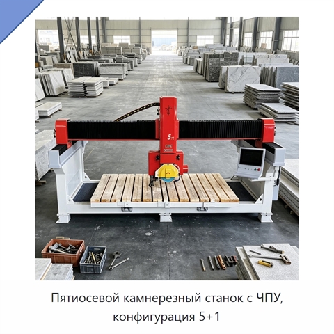 Пятиосевой камнерезный станок с ЧПУ, конфигурация 5+1
