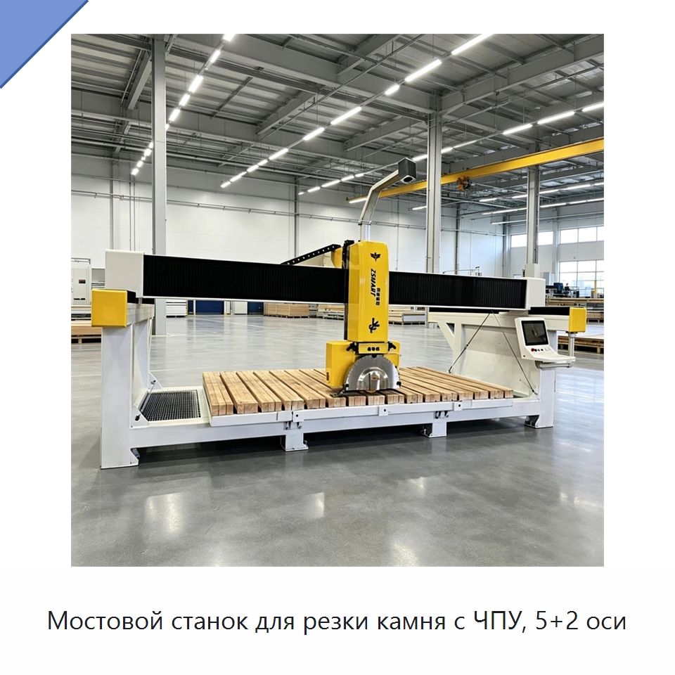 Мостовой станок для резки камня с ЧПУ, 5+2 оси — Оборудование для обработки камня