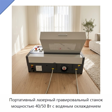 Портативный лазерный гравировальный станок мощностью 40/50 Вт с водяным охлаждением