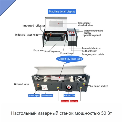 Настольный лазерный станок мощностью 50 Вт