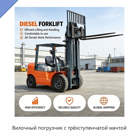 Вилочный погрузчик с трёхступенчатой мачтой