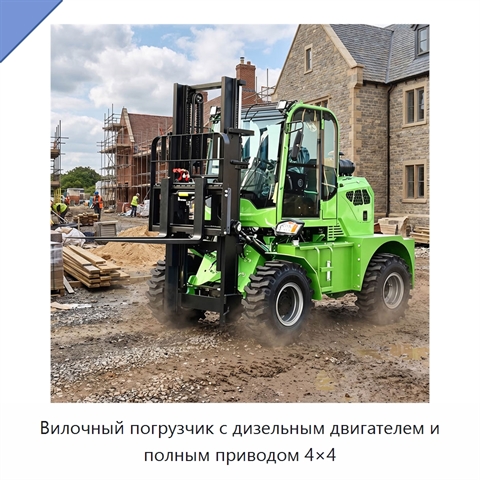 Вилочный погрузчик с дизельным двигателем и полным приводом 4×4