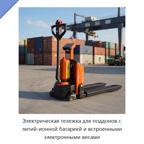 Электрическая тележка для поддонов с литий-ионной батареей и встроенными электронными весами