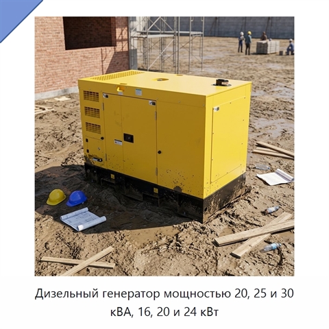 Дизельный генератор мощностью 20, 25 и 30 кВА, 16, 20 и 24 кВт