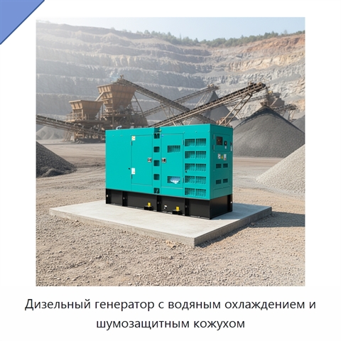 Дизельный генератор с водяным охлаждением и шумозащитным кожухом