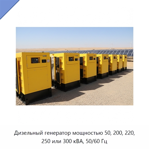 Дизельный генератор мощностью 50, 200, 220, 250 или 300 кВА, 50/60 Гц