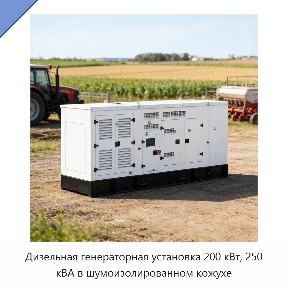 Дизельная генераторная установка 200 кВт, 250 кВА в шумоизолированном кожухе — Дизельные генераторы