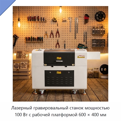 Лазерный гравировальный станок мощностью 100 Вт с рабочей платформой 600 × 400 мм