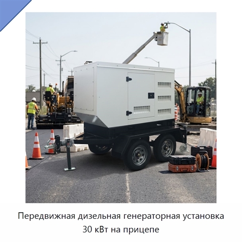 Передвижная дизельная генераторная установка 30 кВт на прицепе