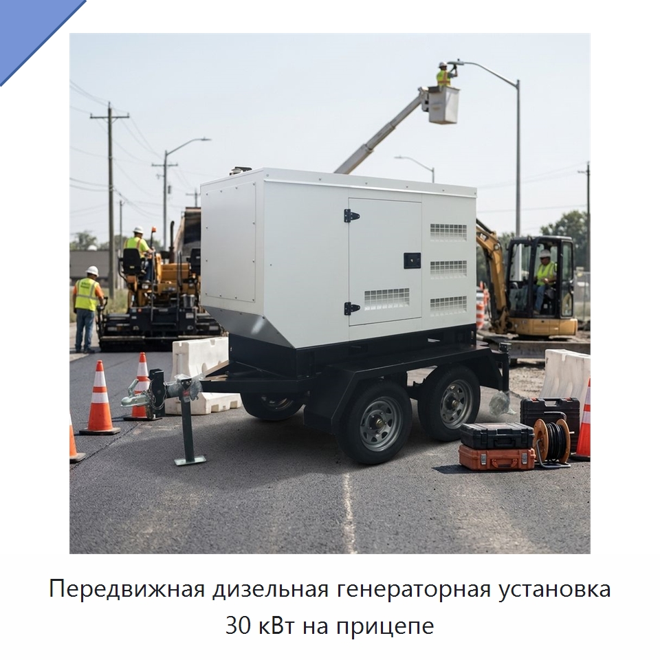 Передвижная дизельная генераторная установка 30 кВт на прицепе — Дизельные генераторы