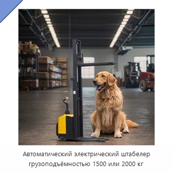 Автоматический электрический штабелер грузоподъёмностью 1500 или 2000 кг