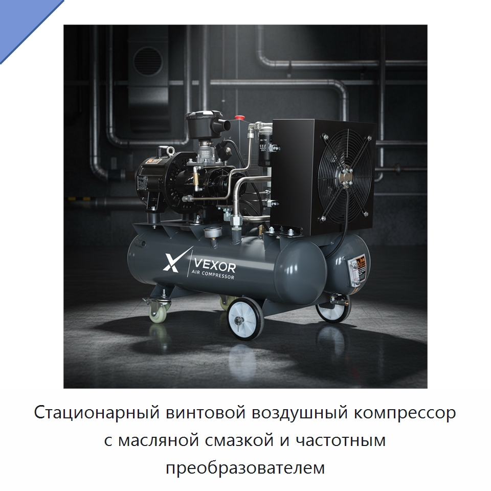 Стационарный винтовой воздушный компрессор с масляной смазкой и частотным преобразователем — Промышленные компрессоры