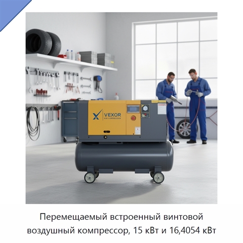 Перемещаемый встроенный винтовой воздушный компрессор, 15 кВт и 16,4054 кВт