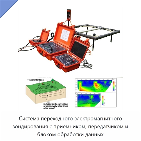 Система переходного электромагнитного зондирования с приемником, передатчиком и блоком обработки данных