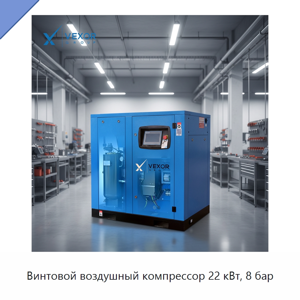 Винтовой воздушный компрессор 22 кВт, 8 бар — Промышленные компрессоры