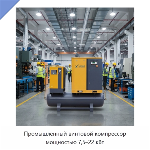Промышленный винтовой компрессор мощностью 7,5–22 кВт