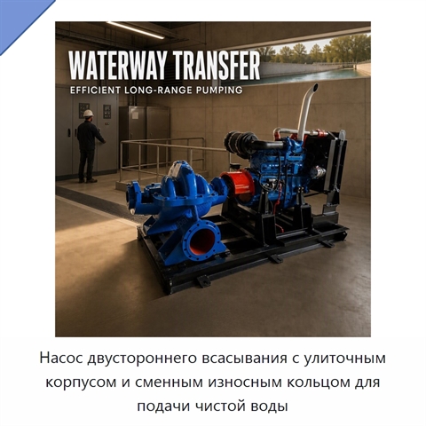 Насос двустороннего всасывания с улиточным корпусом и сменным износным кольцом для подачи чистой воды