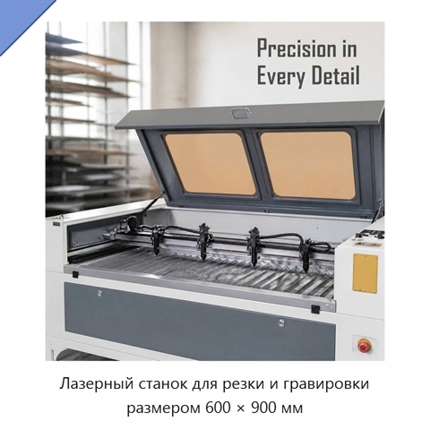 Лазерный станок для резки и гравировки размером 600 × 900 мм