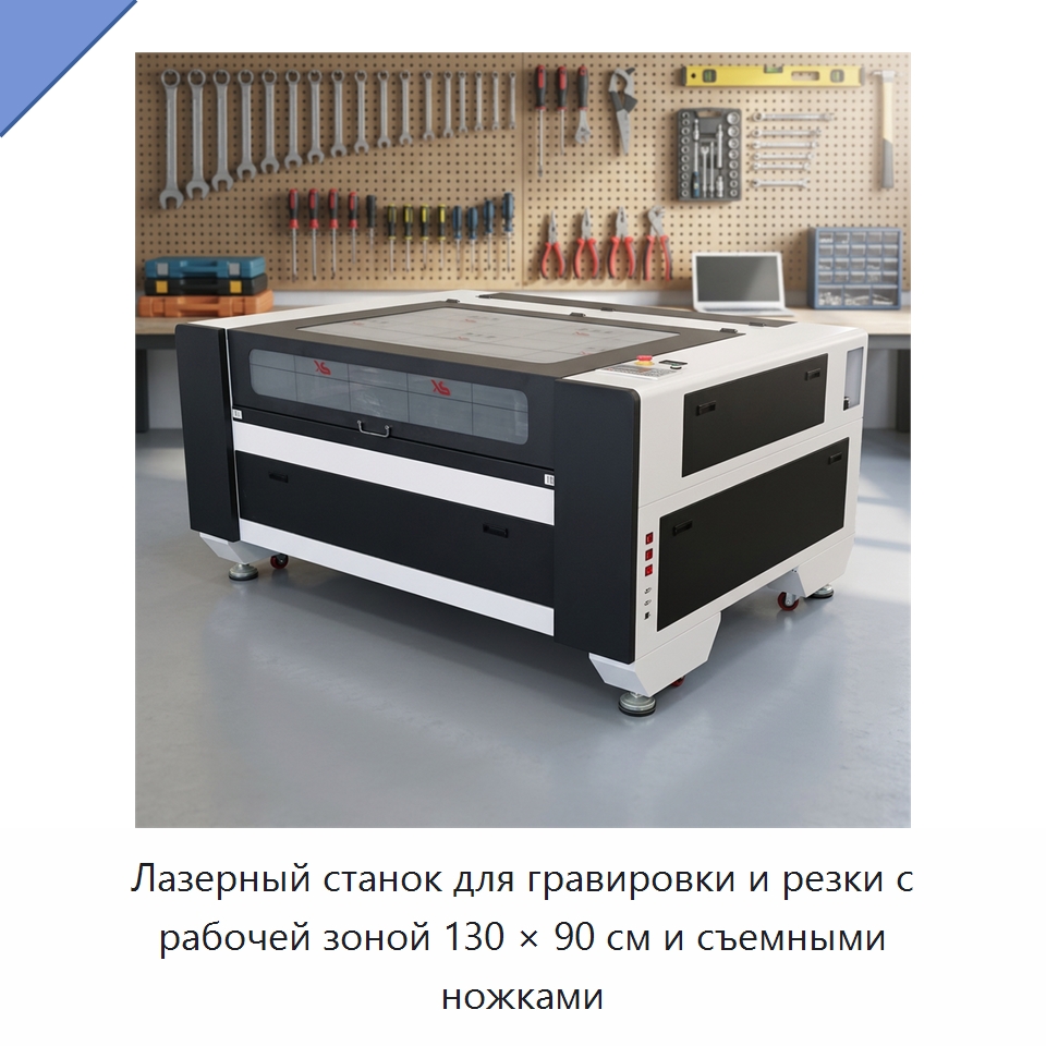 Лазерный станок для гравировки и резки с рабочей зоной 130 × 90 см и съемными ножками — Станки лазерной резки