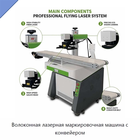 Волоконная лазерная маркировочная машина с конвейером