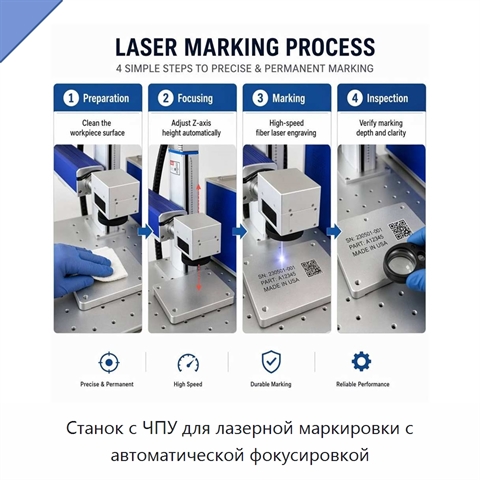 Станок с ЧПУ для лазерной маркировки с автоматической фокусировкой