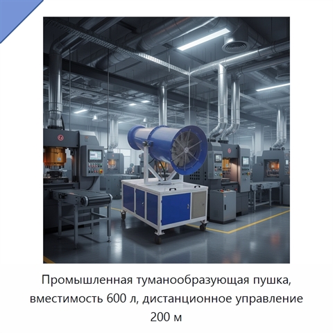 Промышленная туманообразующая пушка, вместимость 600 л, дистанционное управление 200 м