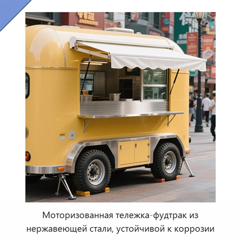 Моторизованная тележка-фудтрак из нержавеющей стали, устойчивой к коррозии