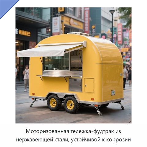 Моторизованная тележка-фудтрак из нержавеющей стали, устойчивой к коррозии
