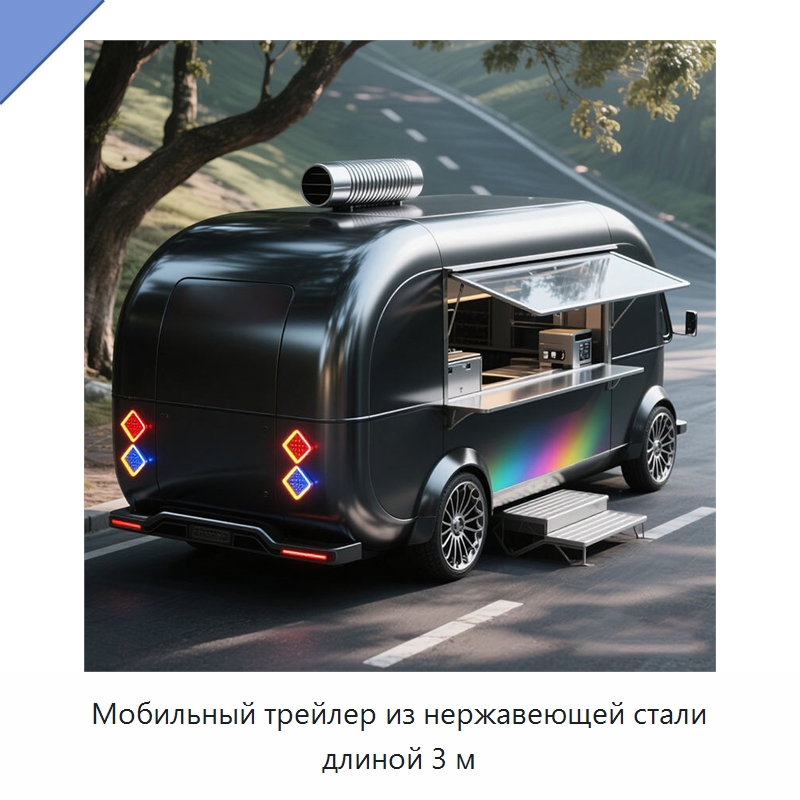Мобильный трейлер из нержавеющей стали длиной 3 м — Передвижные пункты общественного питания