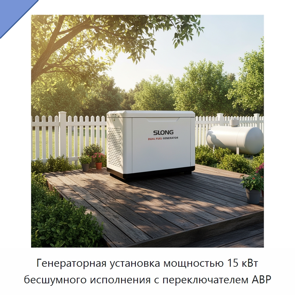 Генераторная установка мощностью 15 кВт бесшумного исполнения с переключателем АВР — Бензиновые генераторы
