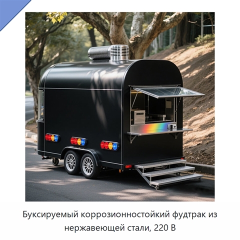 Буксируемый коррозионностойкий фудтрак из нержавеющей стали, 220 В
