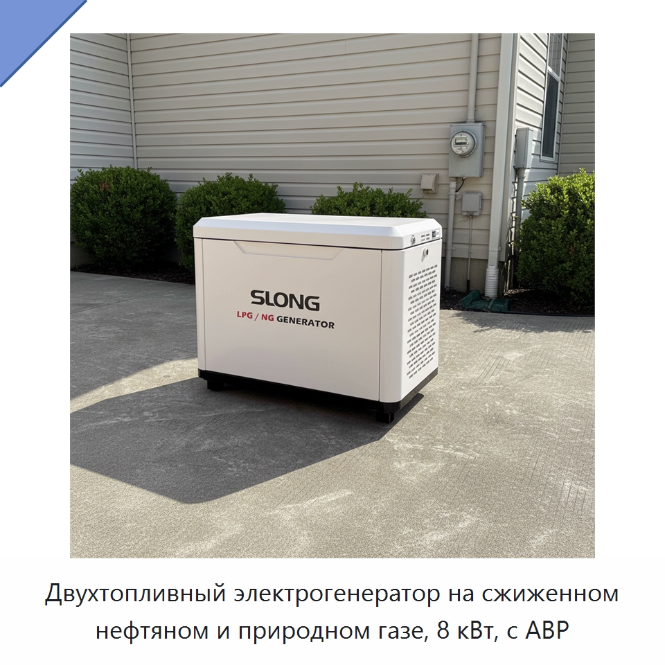 Двухтопливный электрогенератор на сжиженном нефтяном и природном газе, 8 кВт, с АВР — Бензиновые генераторы
