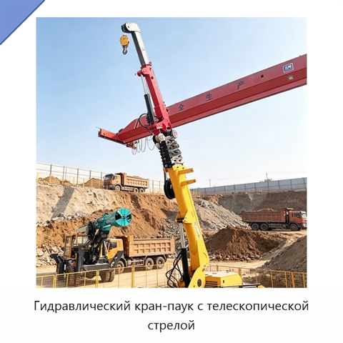 Гидравлический кран-паук с телескопической стрелой