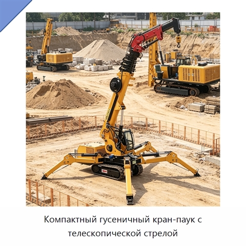Компактный гусеничный кран-паук с телескопической стрелой