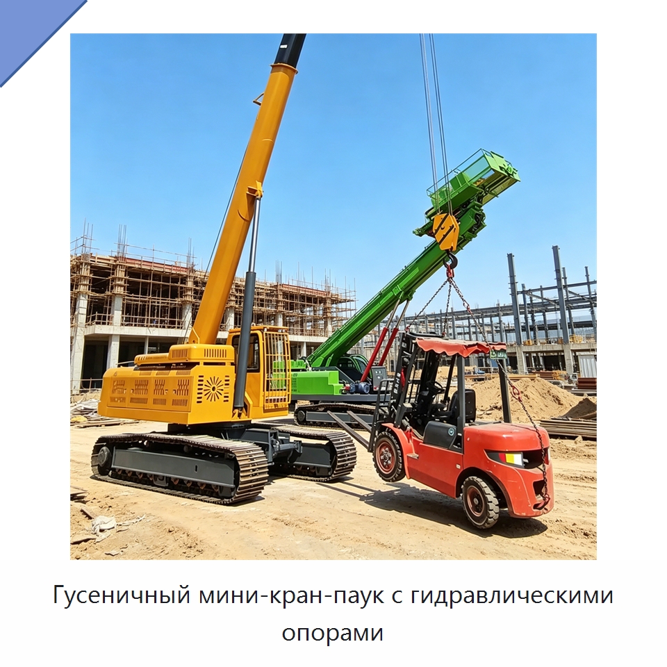 Гусеничный мини-кран-паук с гидравлическими опорами — Краны