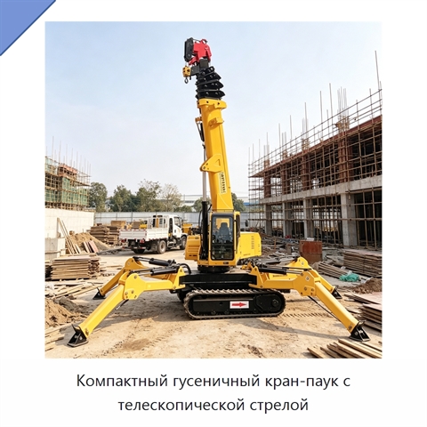 Компактный гусеничный кран-паук с телескопической стрелой