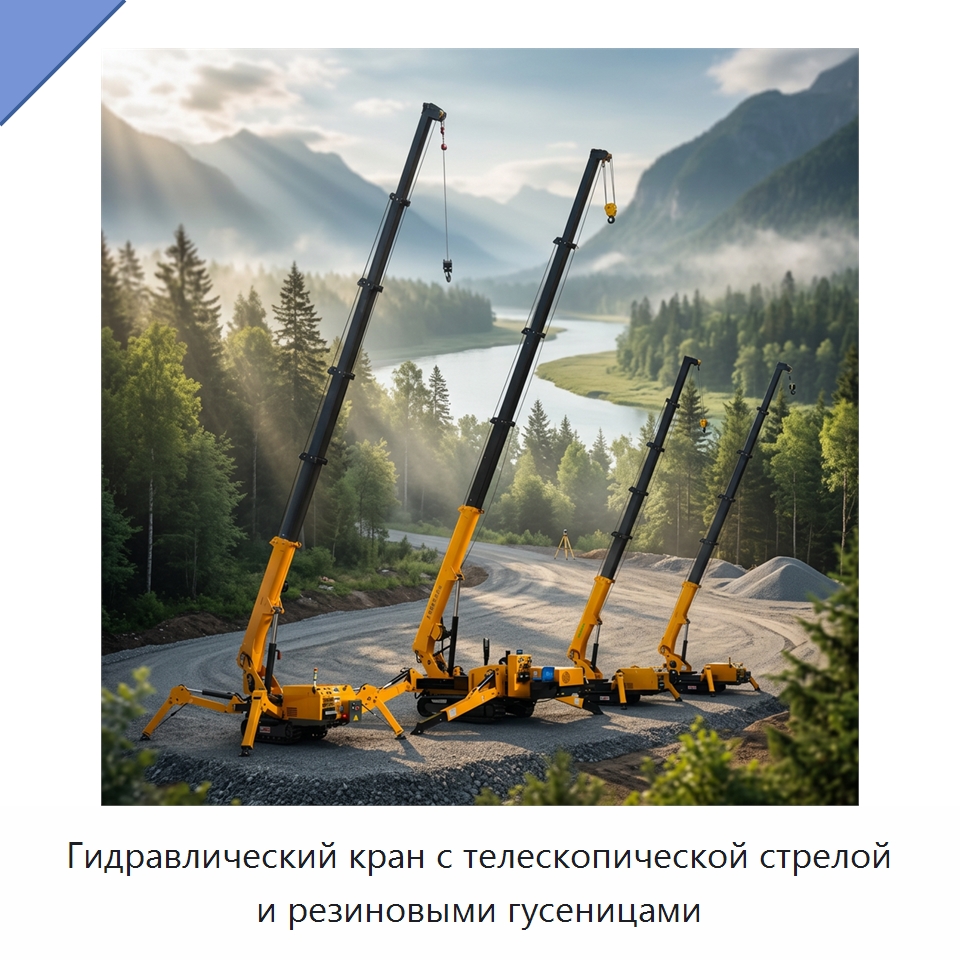 Гидравлический кран с телескопической стрелой и резиновыми гусеницами — Краны