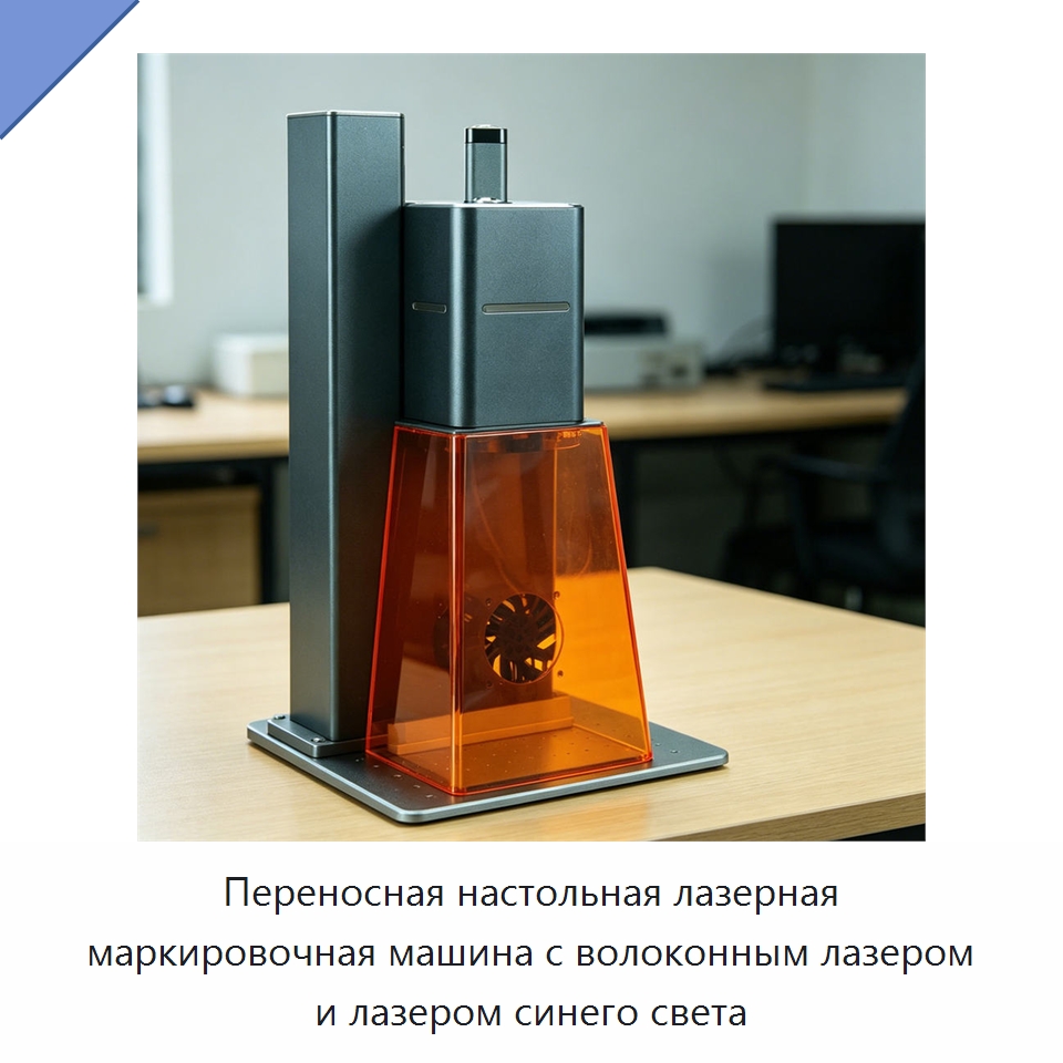 Переносная настольная лазерная маркировочная машина с волоконным лазером и лазером синего света — Лазерные маркировочные станки
