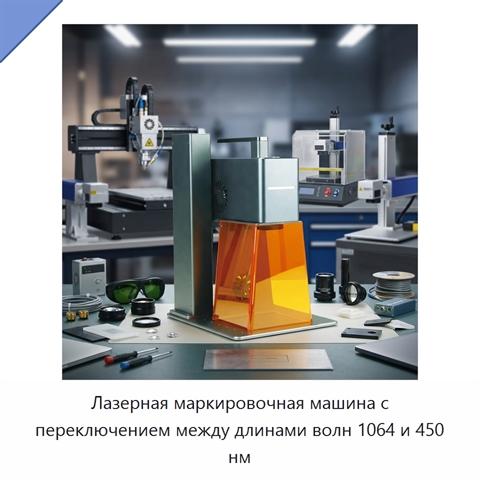 Лазерная маркировочная машина с переключением между длинами волн 1064 и 450 нм