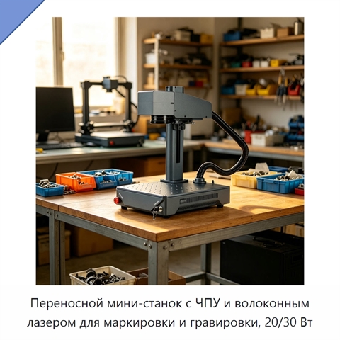 Переносной мини-станок с ЧПУ и волоконным лазером для маркировки и гравировки, 20/30 Вт